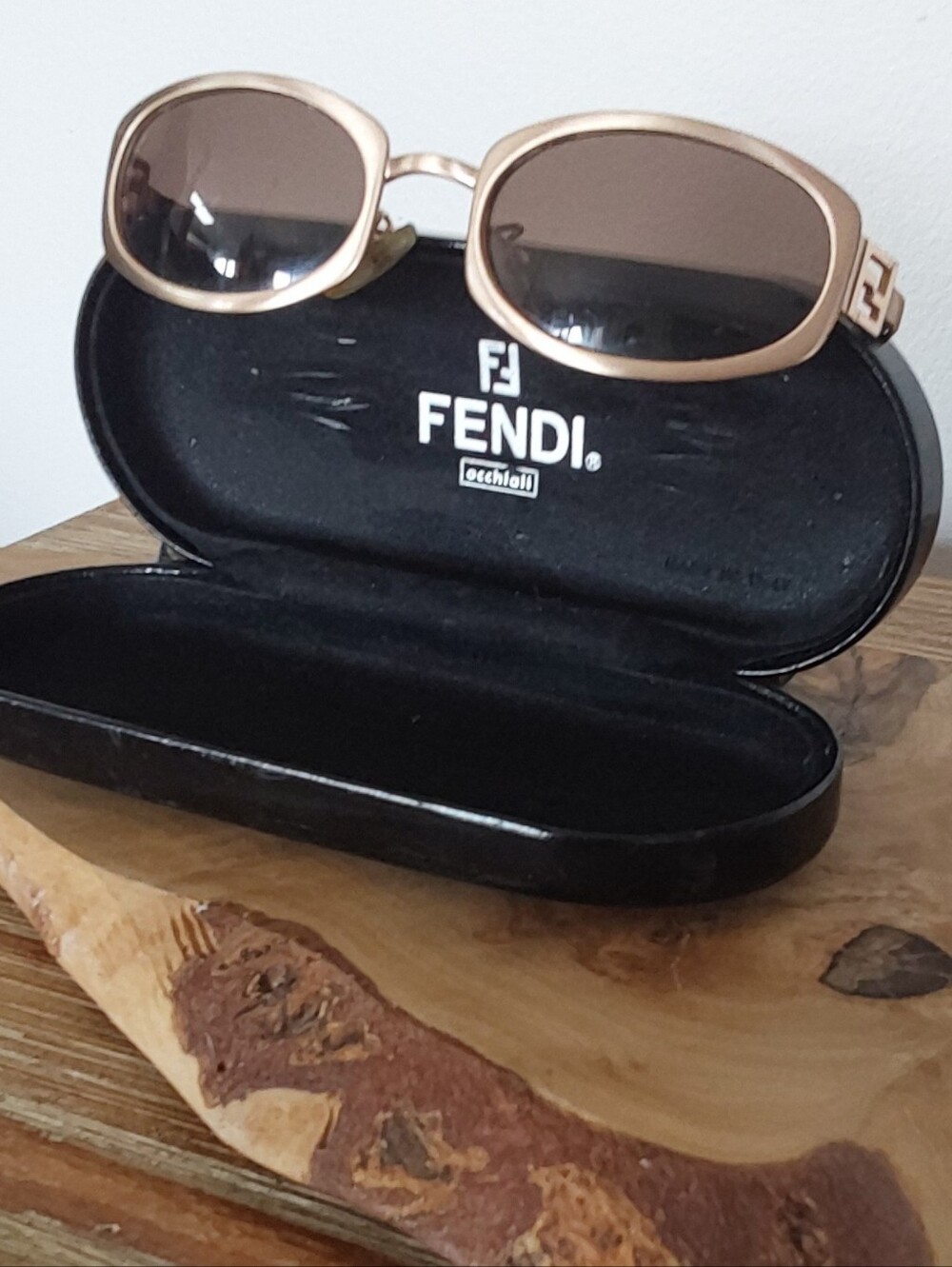 VINTAGE FENDI "ITALY" FS195 GOLDEN GLITTER 130 OVAL METAL SUNGLASSES